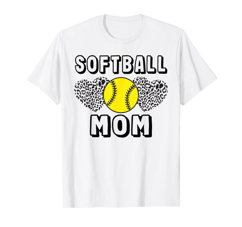 Softball Mom Leopard Game Day Funny T-Shirt - Fun Novelty Design Men Women - T-Shirt, Sweatshirt, Hoodie