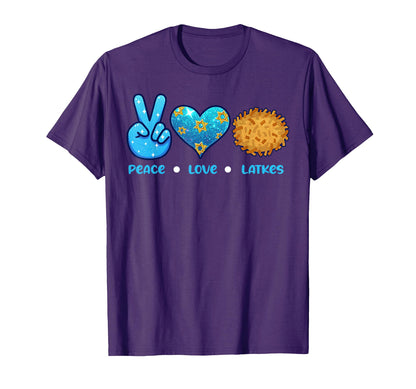Peace Love Latkes Hanukkah Latkes Cake T-Shirt - Graphic Print Unisex - T-Shirt, Sweatshirt, Hoodie