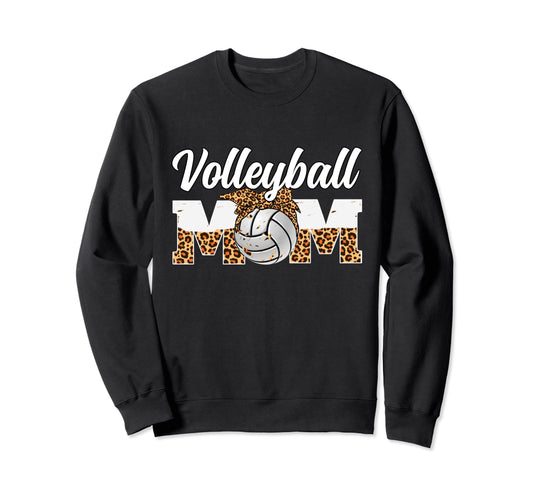 Volleyball Mom Game Day Leopard Sweatshirt - Streetwear Style Men Women - T-Shirt, Sweatshirt, Hoodie