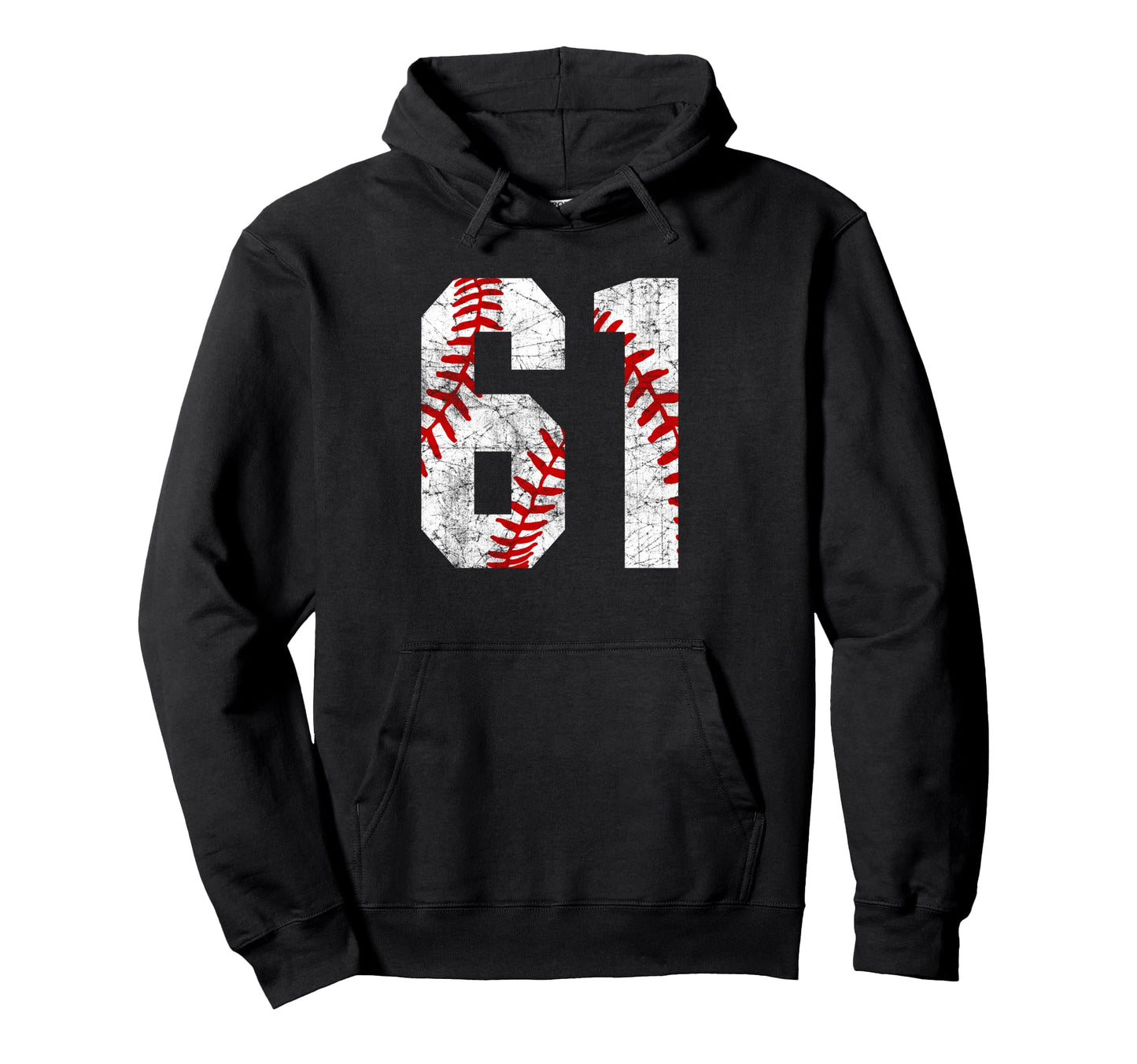 Distressed Baseball Number 61 Jersey Hoodie - Graphic Print Men Women - T-Shirt, Sweatshirt, Hoodie