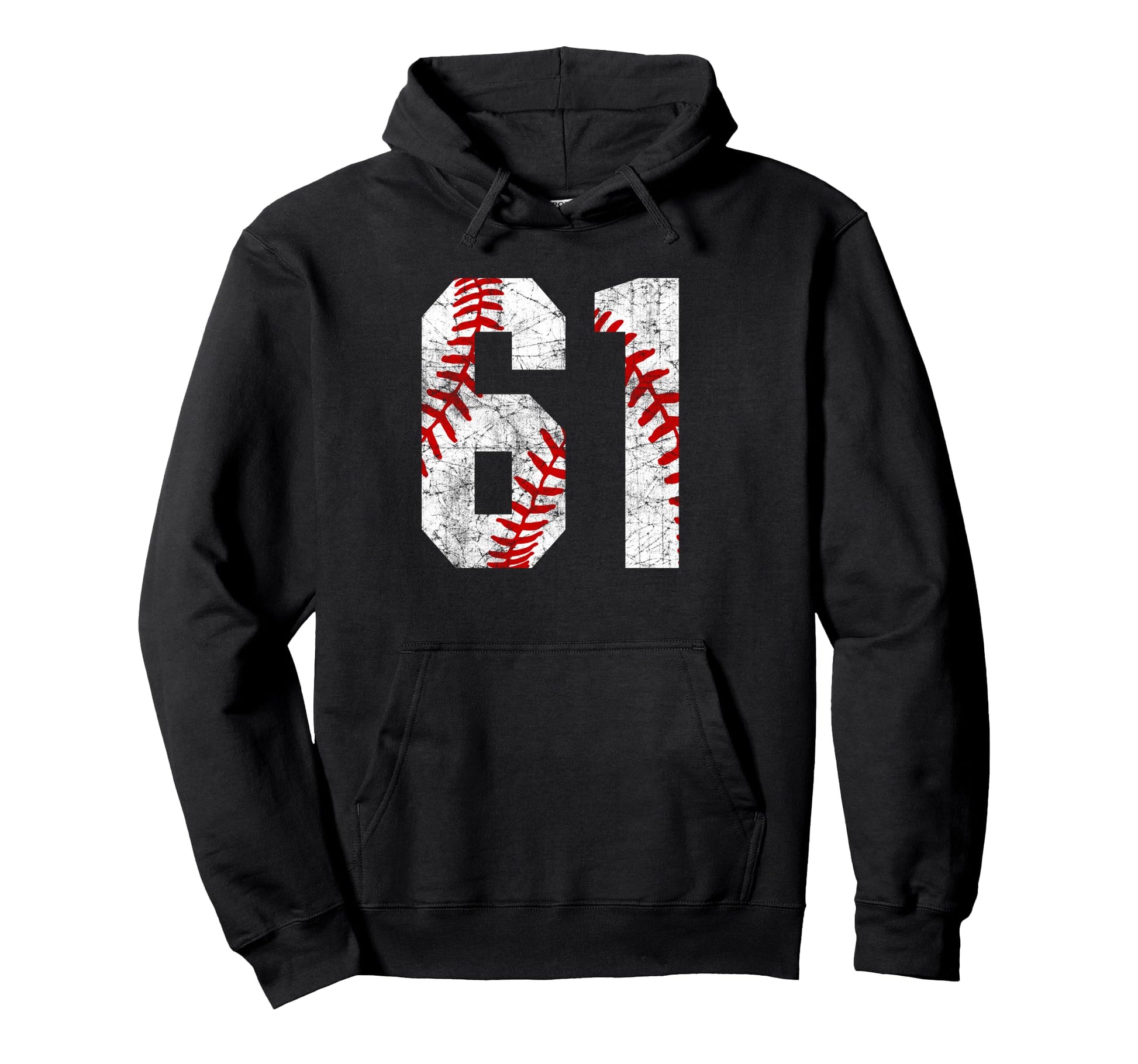Distressed Baseball Number 61 Jersey Hoodie - Graphic Print Men Women - T-Shirt, Sweatshirt, Hoodie