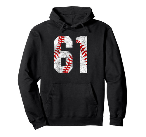 Distressed Baseball Number 61 Jersey Hoodie - Graphic Print Men Women - T-Shirt, Sweatshirt, Hoodie