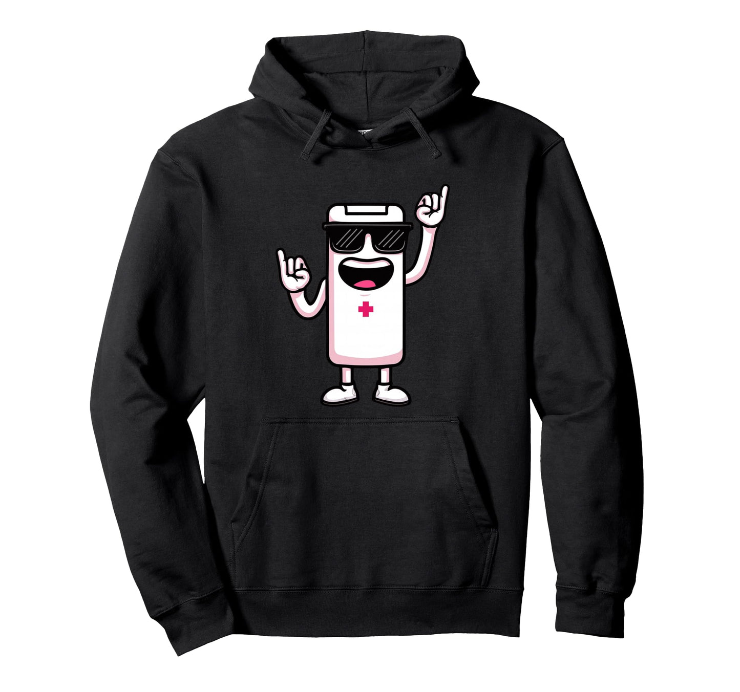 Battery Mascot Rock Hand Signs Punk Hoodie - Aesthetic Graphic Unisex - T-Shirt, Sweatshirt, Hoodie