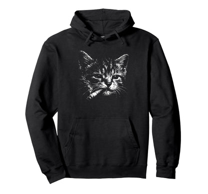 Cigarette Kitten Funny Grunge Y2K Hoodie - Novelty Apparel for Adults - T-Shirt, Sweatshirt, Hoodie
