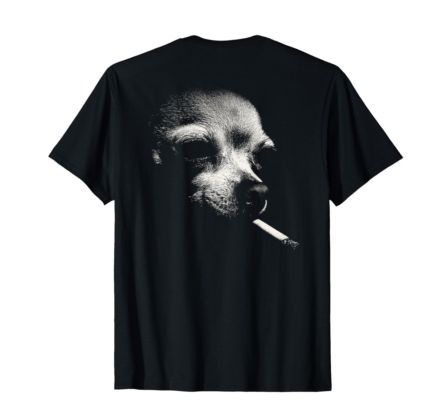 Chihuahua Smoking Cigarette Grunge T-Shirt - Minimalist Print Men Women - T-Shirt, Sweatshirt, Hoodie
