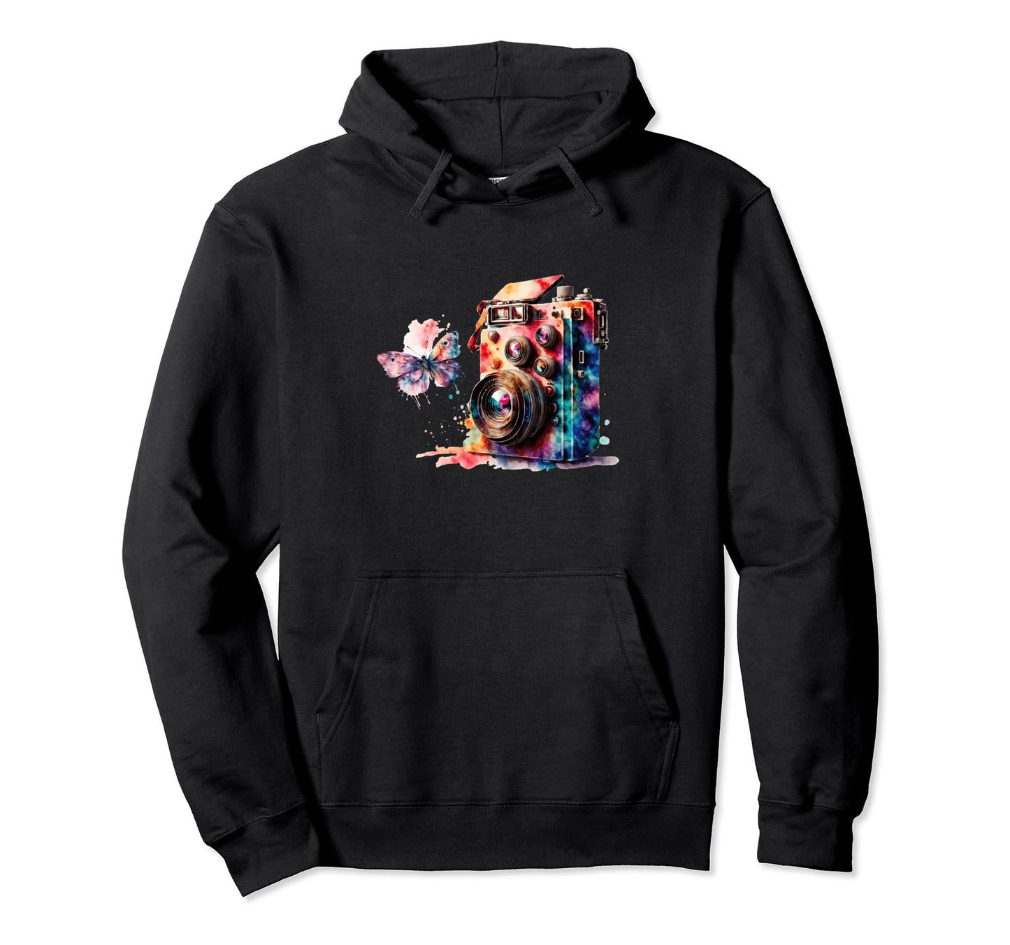 Color Splash Camera Butterfly Hoodie - Casual Everyday Wear Unisex - T-Shirt, Sweatshirt, Hoodie