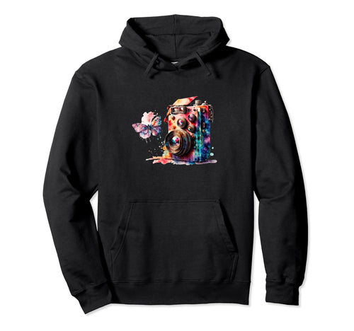 Color Splash Camera Butterfly Hoodie - Casual Everyday Wear Unisex - T-Shirt, Sweatshirt, Hoodie