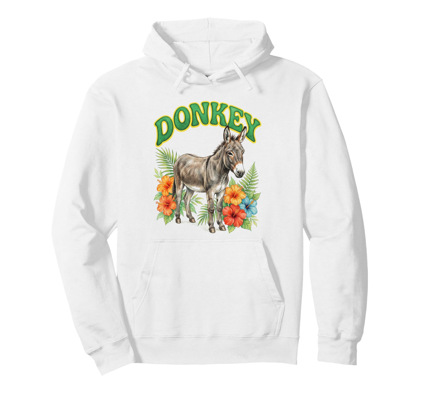 Donkey Groovy Floral Donkey Watercolor Hoodie - Trendy Graphic Men Women - T-Shirt, Sweatshirt, Hoodie