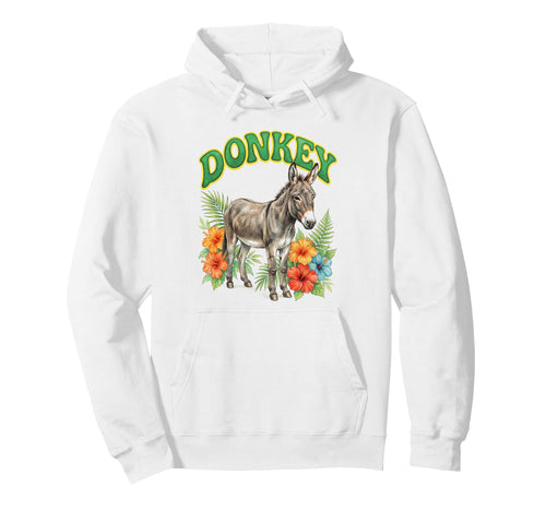 Donkey Groovy Floral Donkey Watercolor Hoodie - Trendy Graphic Men Women - T-Shirt, Sweatshirt, Hoodie