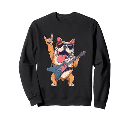 Funny Bulldog Rock Music Sweatshirt - Casual Everyday Wear for Adults - T-Shirt, Sweatshirt, Hoodie