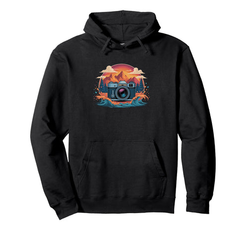 Camera Mountain Sunset Waves Hoodie - Custom Art Print Men Women - T-Shirt, Sweatshirt, Hoodie