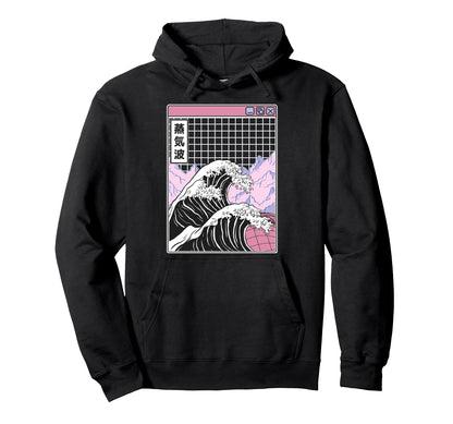 Kanagawa Wave Japan Digital Grid Hoodie - Unique Graphic Men Women - T-Shirt, Sweatshirt, Hoodie