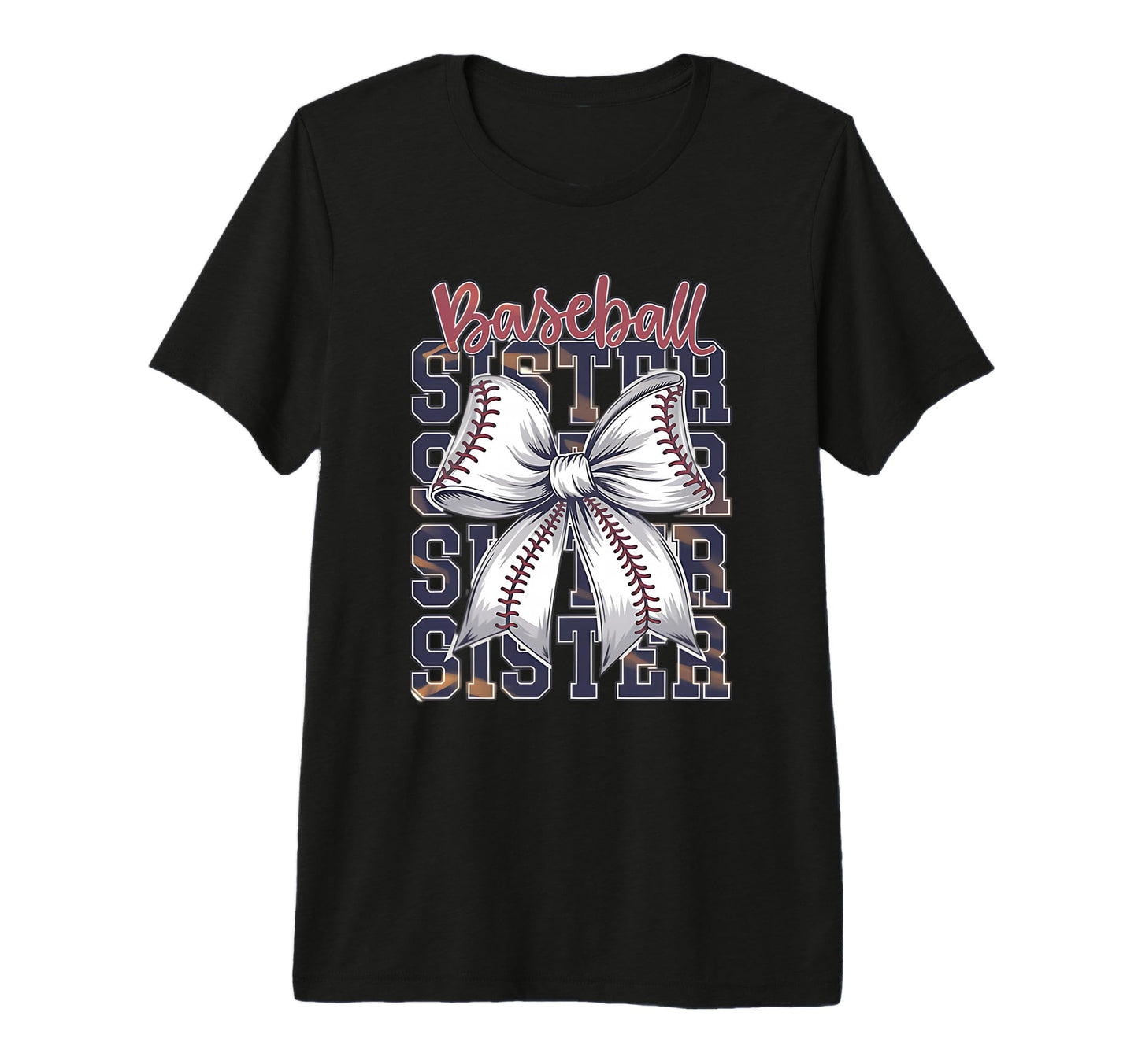 Baseball Sister Coquette Bow Tri Blend T-Shirt - Novelty Apparel for Adults - T-Shirt, Sweatshirt, Hoodie