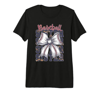 Baseball Sister Coquette Bow Tri Blend T-Shirt - Novelty Apparel for Adults - T-Shirt, Sweatshirt, Hoodie