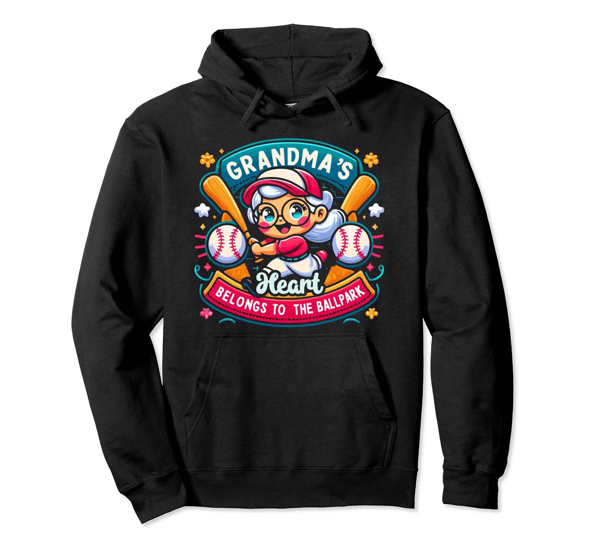 Baseball Grandma Grandmother Granny Hoodie - Custom Art Print Unisex - T-Shirt, Sweatshirt, Hoodie