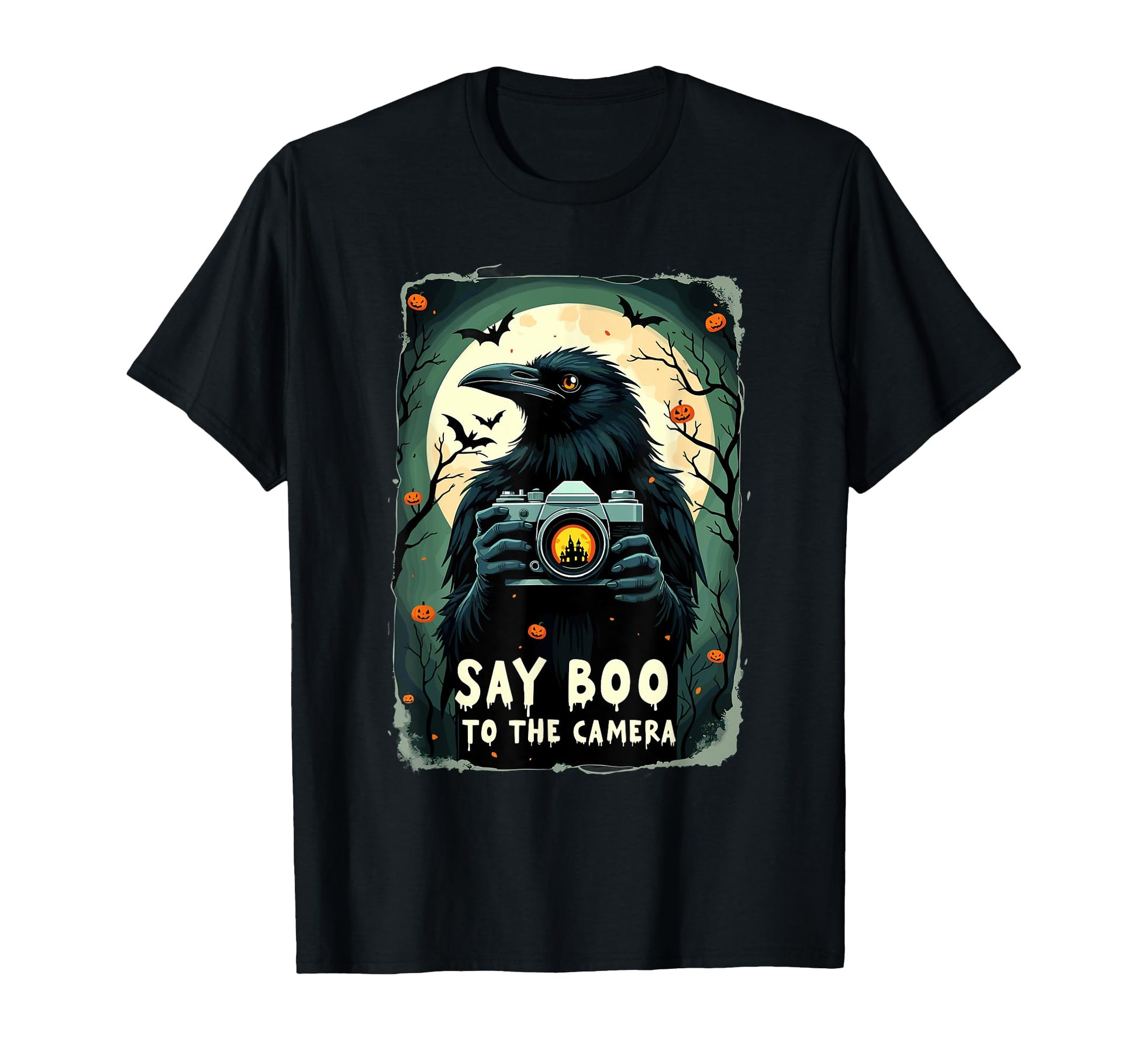 Haunted Snapshot Raven Camera T-Shirt - Casual Everyday Wear for Adults - T-Shirt, Sweatshirt, Hoodie