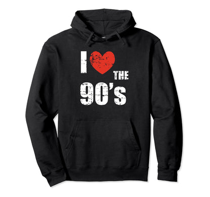 I Love 90S Distressed Heart Party Funny Hoodie - Unique Graphic Unisex - T-Shirt, Sweatshirt, Hoodie