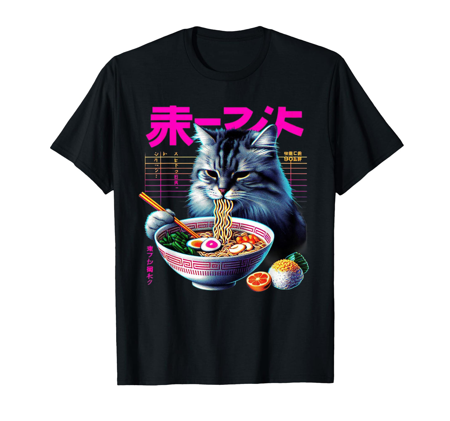 Ramen Cat Vaporwave Japanese Aesthetic T-Shirt - Novelty Apparel Men Women - T-Shirt, Sweatshirt, Hoodie