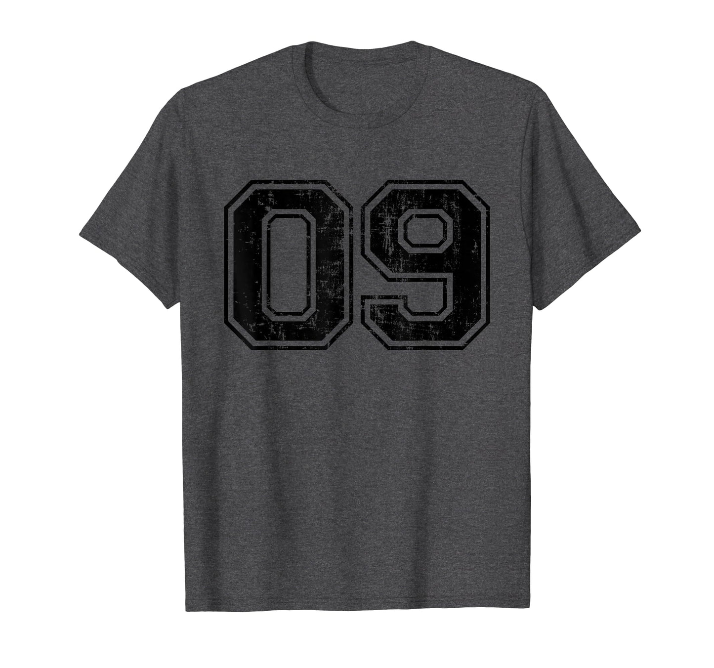 Number 09 Nine Varsity Distressed T-Shirt - Fun Novelty Design Unisex - T-Shirt, Sweatshirt, Hoodie