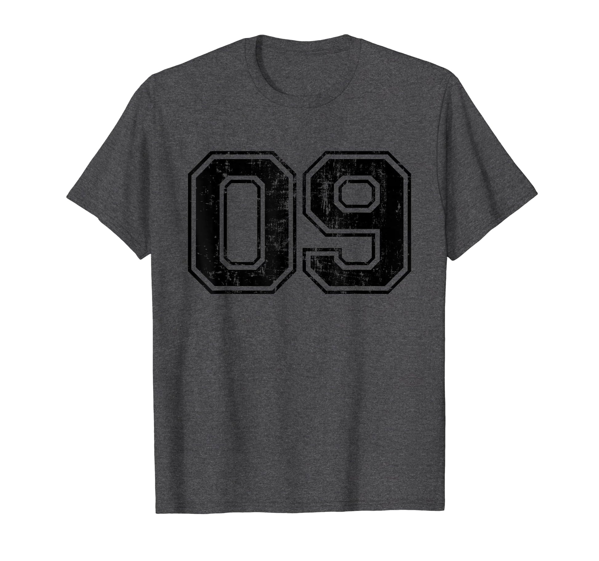 Number 09 Nine Varsity Distressed T-Shirt - Fun Novelty Design Unisex - T-Shirt, Sweatshirt, Hoodie