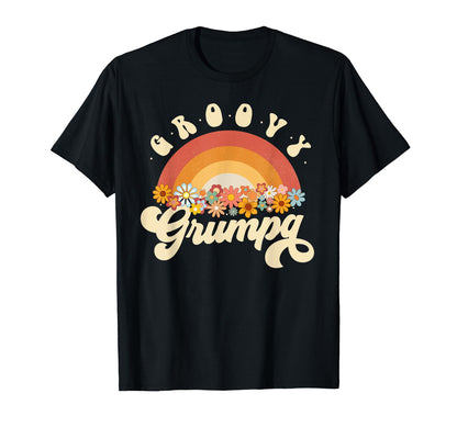 Groovy Grumpa Rainbow Colorful Flowers T-Shirt - Minimalist Print Unisex - T-Shirt, Sweatshirt, Hoodie