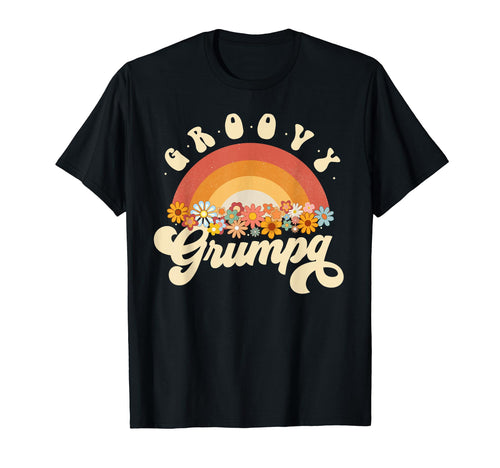 Groovy Grumpa Rainbow Colorful Flowers T-Shirt - Minimalist Print Unisex - T-Shirt, Sweatshirt, Hoodie