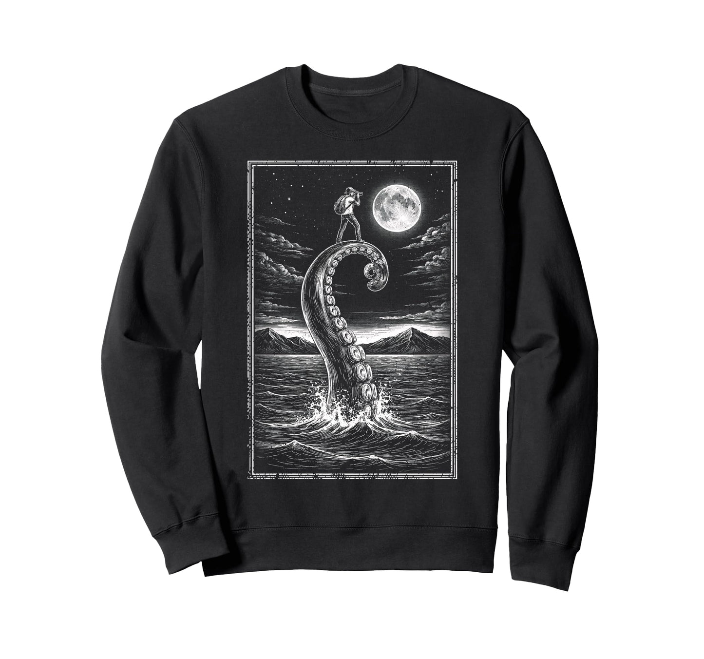 Photographer Octopus Moon Camera Sweatshirt - Casual Everyday Wear Unisex - T-Shirt, Sweatshirt, Hoodie
