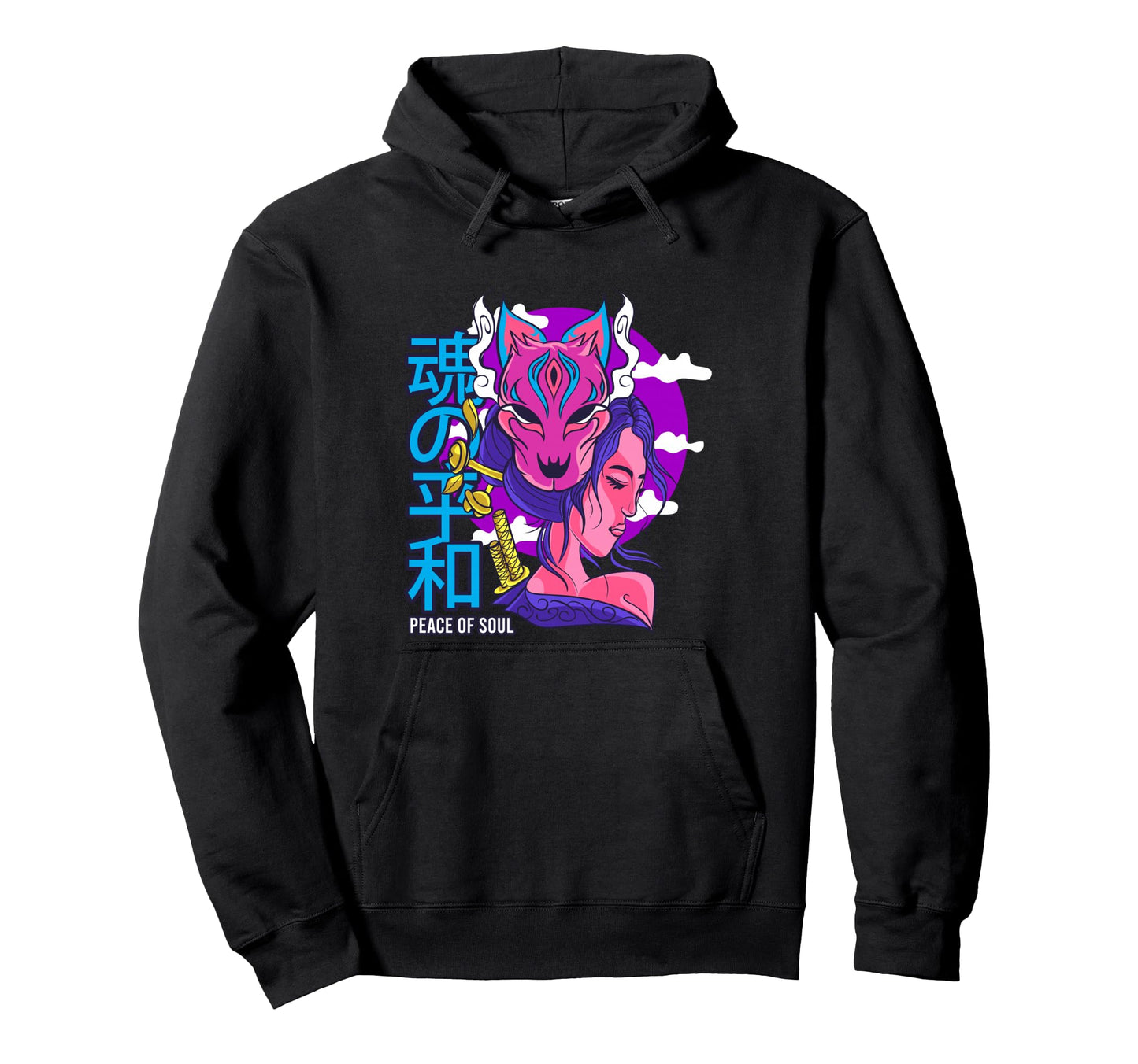 Japan Kitsune Fox Aesthetic Edgy Hoodie - Graphic Print Men Women - T-Shirt, Sweatshirt, Hoodie