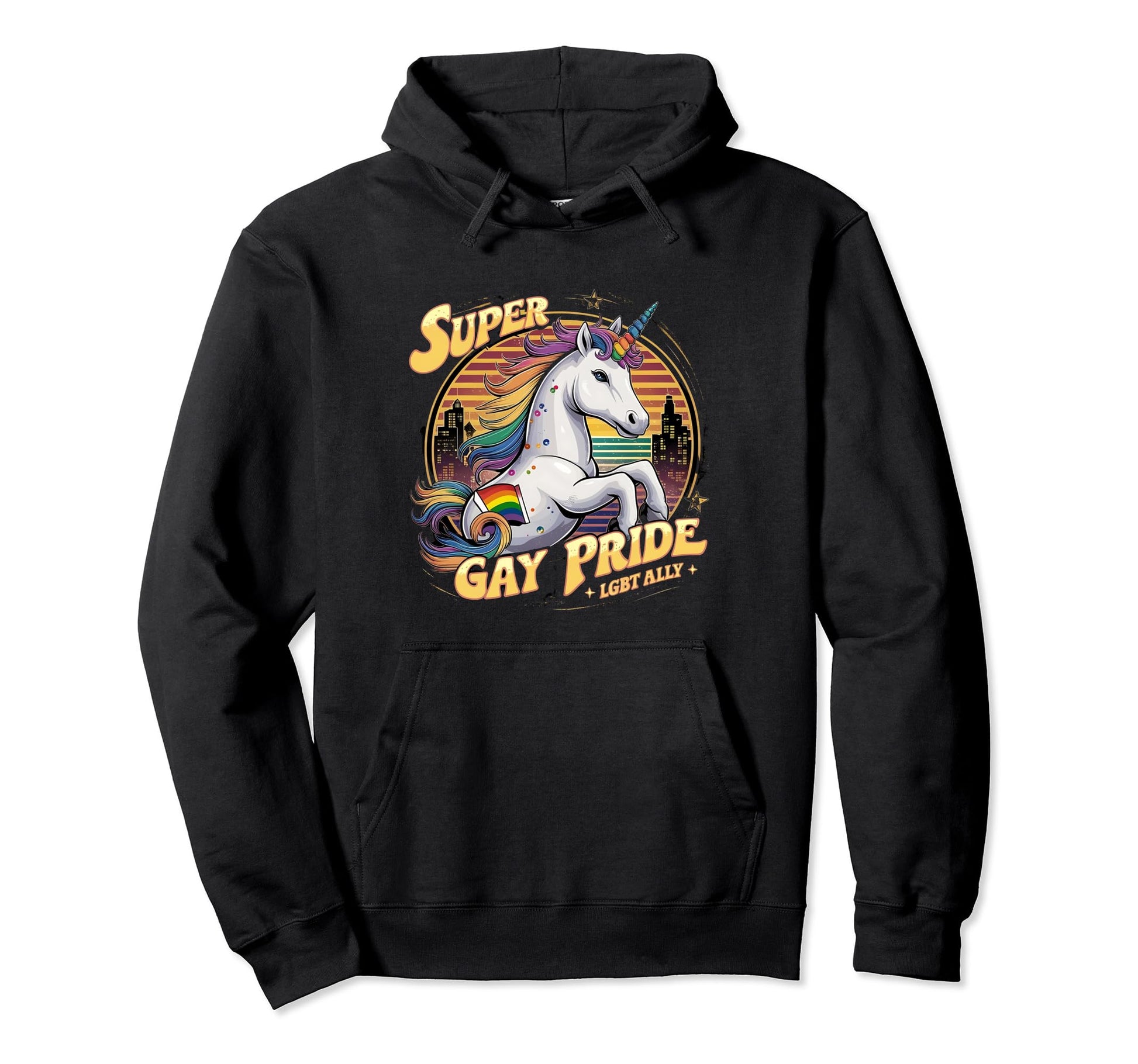 Lgbtq Unicorn Super Gay Pride Lgbt Hoodie - Custom Art Print for Adults - T-Shirt, Sweatshirt, Hoodie
