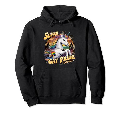 Lgbtq Unicorn Super Gay Pride Lgbt Hoodie - Custom Art Print for Adults - T-Shirt, Sweatshirt, Hoodie
