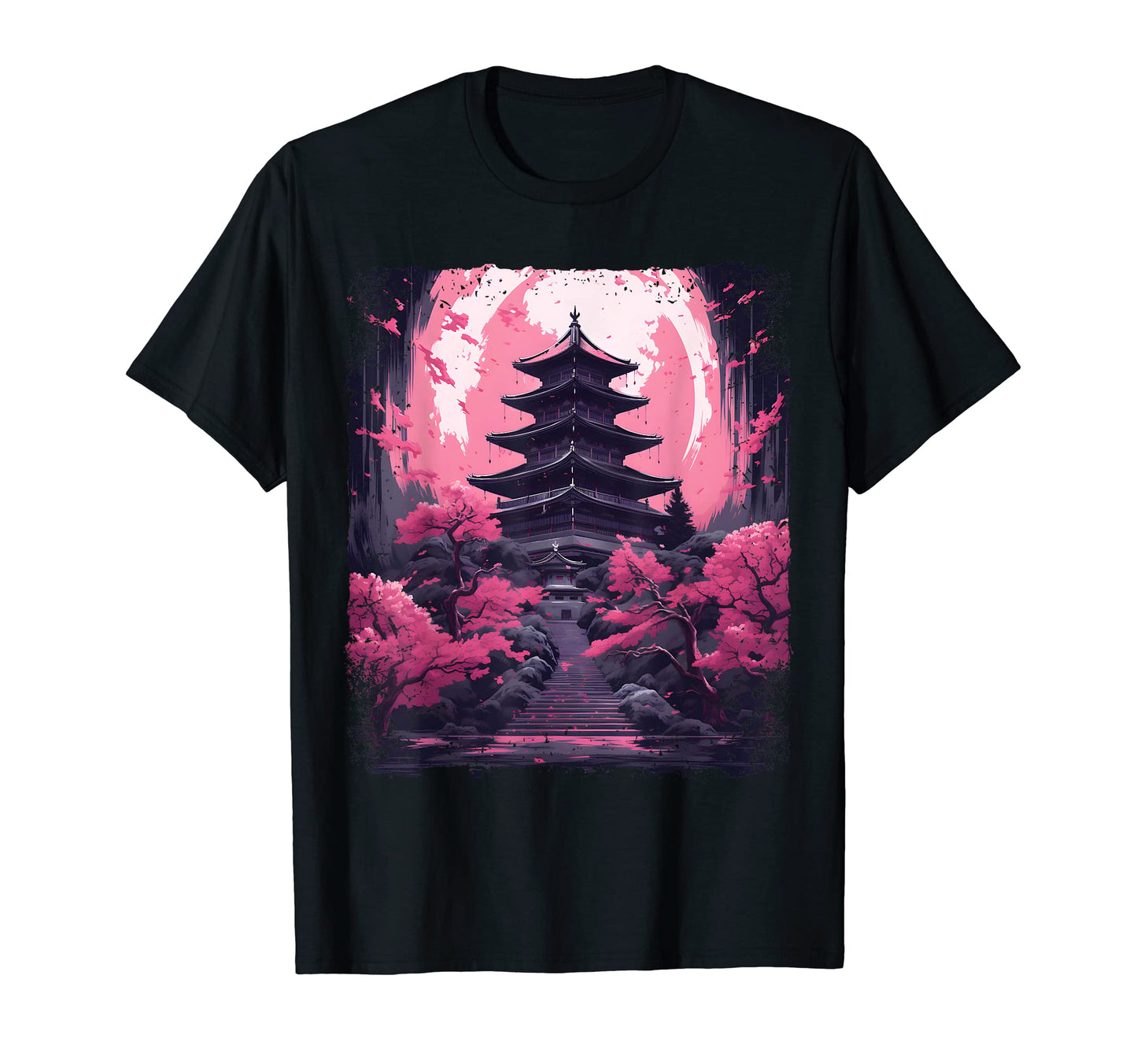 Cherry Blossom Sakura Tree Temple T-Shirt - Minimalist Print for Adults - T-Shirt, Sweatshirt, Hoodie