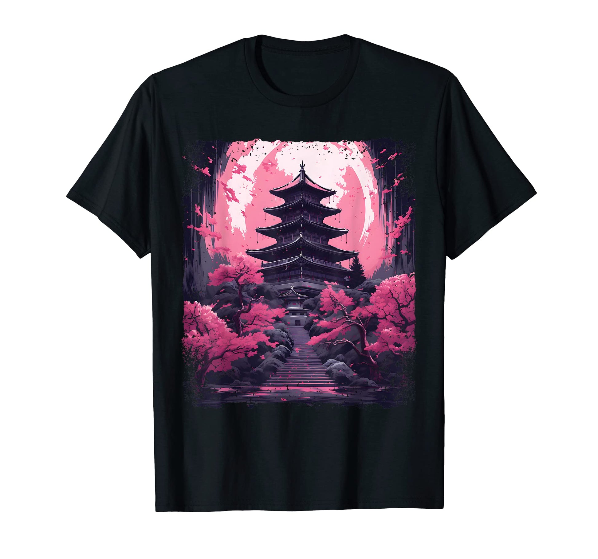 Cherry Blossom Sakura Tree Temple T-Shirt - Minimalist Print for Adults - T-Shirt, Sweatshirt, Hoodie