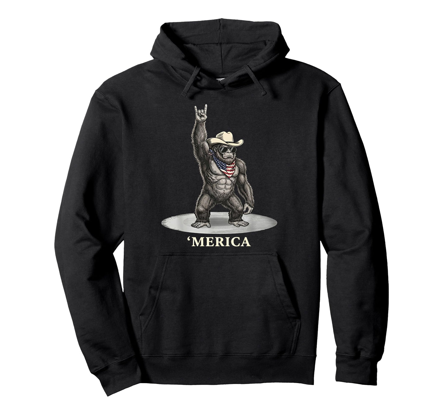 Usa Merica Bigfoot Cowboy 4Th July Hoodie - Custom Art Print for Adults - T-Shirt, Sweatshirt, Hoodie