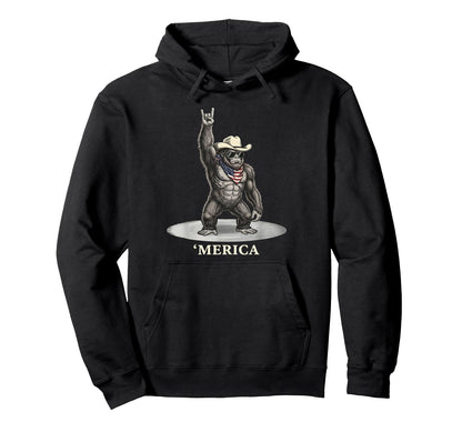 Usa Merica Bigfoot Cowboy 4Th July Hoodie - Custom Art Print for Adults - T-Shirt, Sweatshirt, Hoodie
