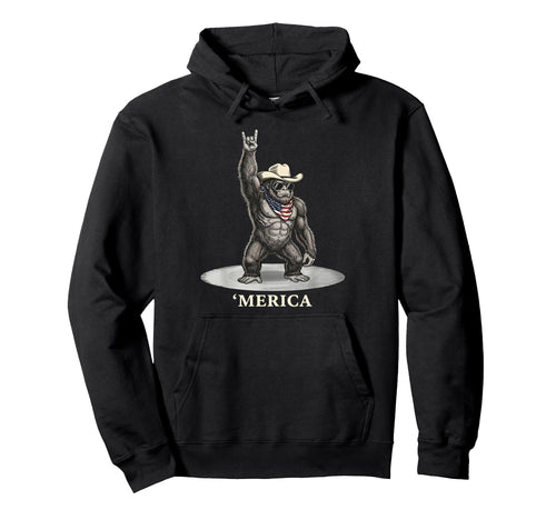 Usa Merica Bigfoot Cowboy 4Th July Hoodie - Custom Art Print for Adults - T-Shirt, Sweatshirt, Hoodie