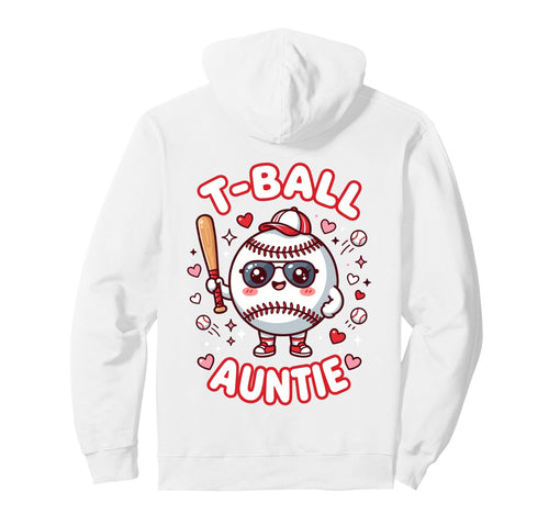 Funny T Ball Auntie Softball Ball T Hoodie - Minimalist Print for Adults - T-Shirt, Sweatshirt, Hoodie