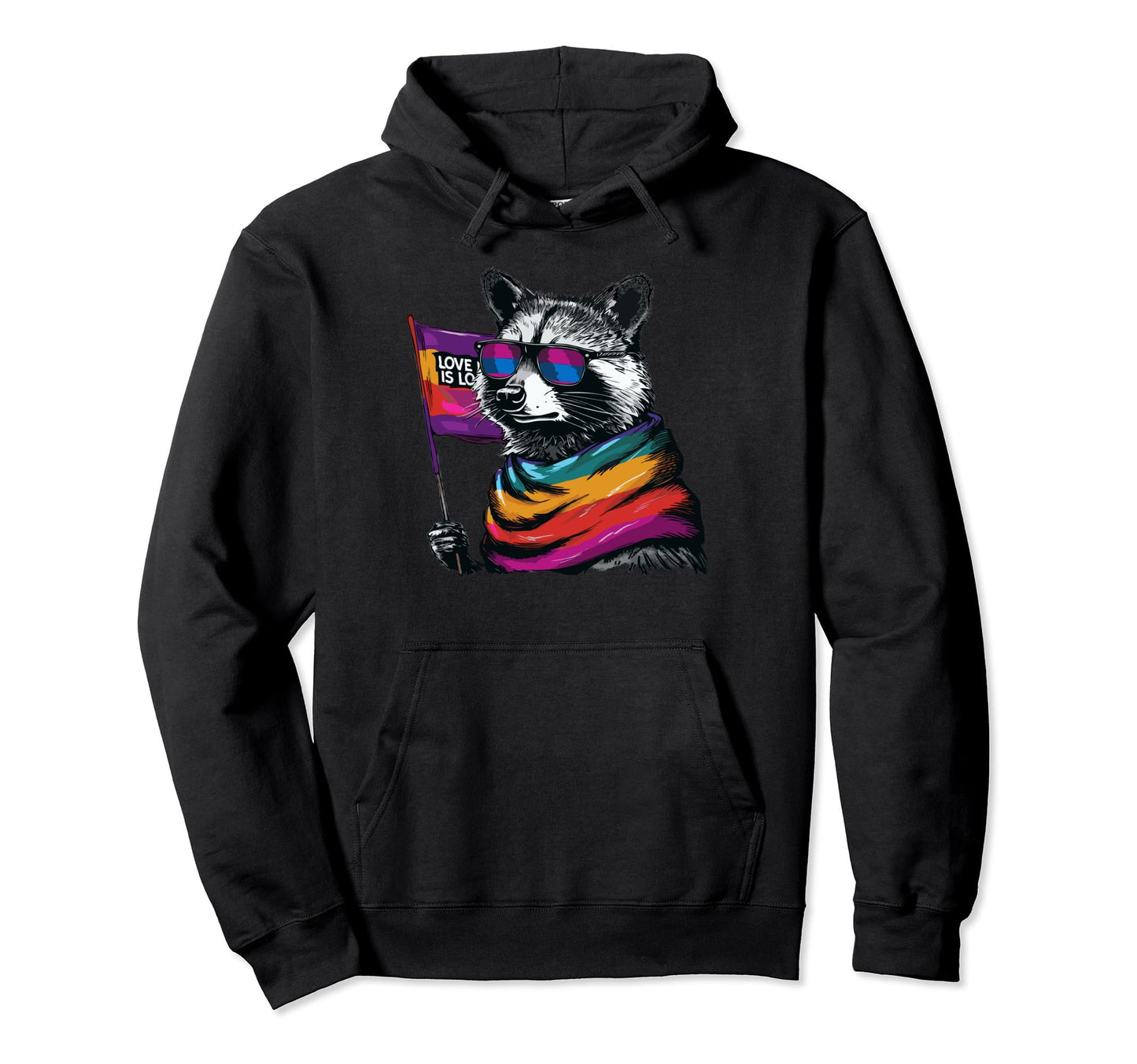 Funny Raccoon Love Sunglasses Summer Hoodie - Minimalist Print Men Women - T-Shirt, Sweatshirt, Hoodie