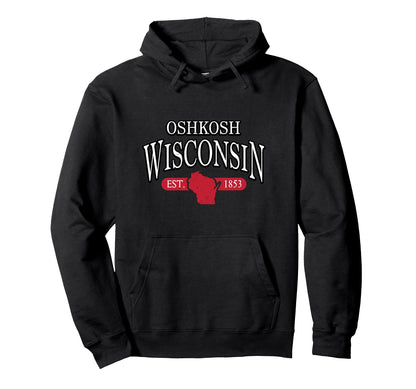 Oshkosh Wisconsin Wi Map Varsity Hoodie - Custom Art Print for Adults - T-Shirt, Sweatshirt, Hoodie