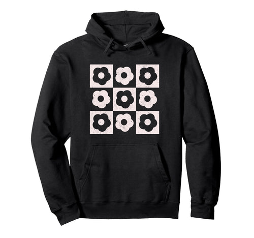 Checkered Flowers Boho Spring Hoodie - Streetwear Style for Adults - T-Shirt, Sweatshirt, Hoodie