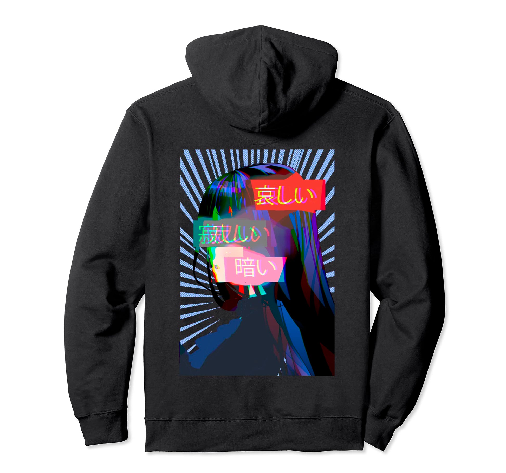 Sad Anime Japanese Vaporwave Aesthetic Hoodie - Custom Art Print Unisex - T-Shirt, Sweatshirt, Hoodie