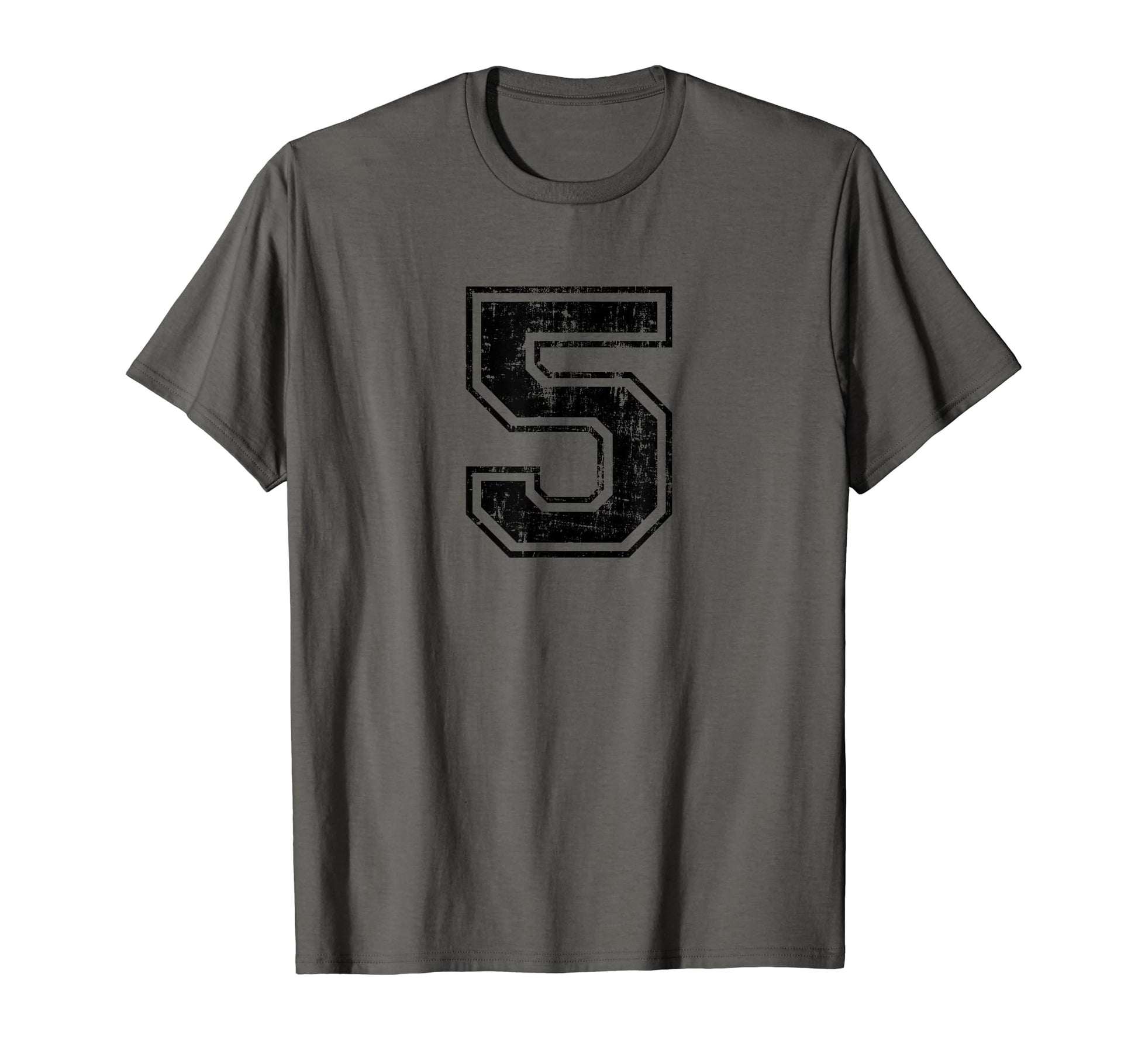Number 5 Five Varsity Distressed Sport T-Shirt - Graphic Print for Adults - T-Shirt, Sweatshirt, Hoodie