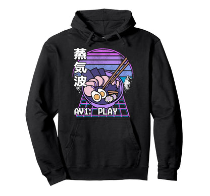 Vaporwave Aesthetic Ramen Bowl 90S Hoodie - Graphic Print for Adults - T-Shirt, Sweatshirt, Hoodie
