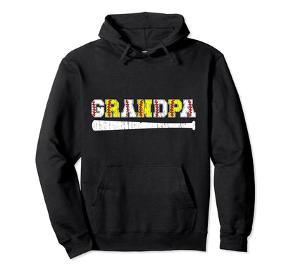 Softball Baseball Grandpa Baseball Hoodie - Graphic Print Men Women - T-Shirt, Sweatshirt, Hoodie