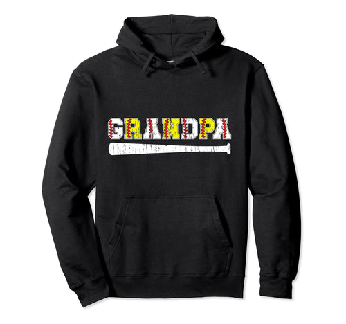 Softball Baseball Grandpa Baseball Hoodie - Graphic Print Men Women - T-Shirt, Sweatshirt, Hoodie
