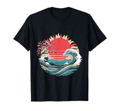 Big Wave Vaporwave Aesthetic 80S Anime T-Shirt - Graphic Print Men Women - T-Shirt, Sweatshirt, Hoodie