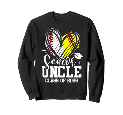 Senior Uncle Class 2026 Baseball Sweatshirt - Custom Art Print for Adults - T-Shirt, Sweatshirt, Hoodie