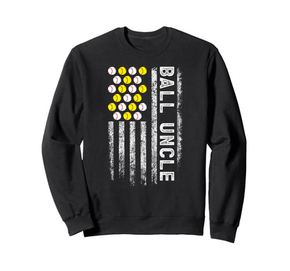 Ball Uncle Us Flag Baseball Softball Sweatshirt - Graphic Print for Adults - T-Shirt, Sweatshirt, Hoodie
