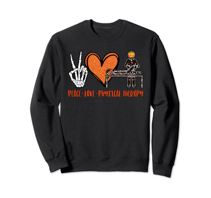 Halloween Skeleton Peace Love Physical Sweatshirt - Graphic Print Unisex - T-Shirt, Sweatshirt, Hoodie