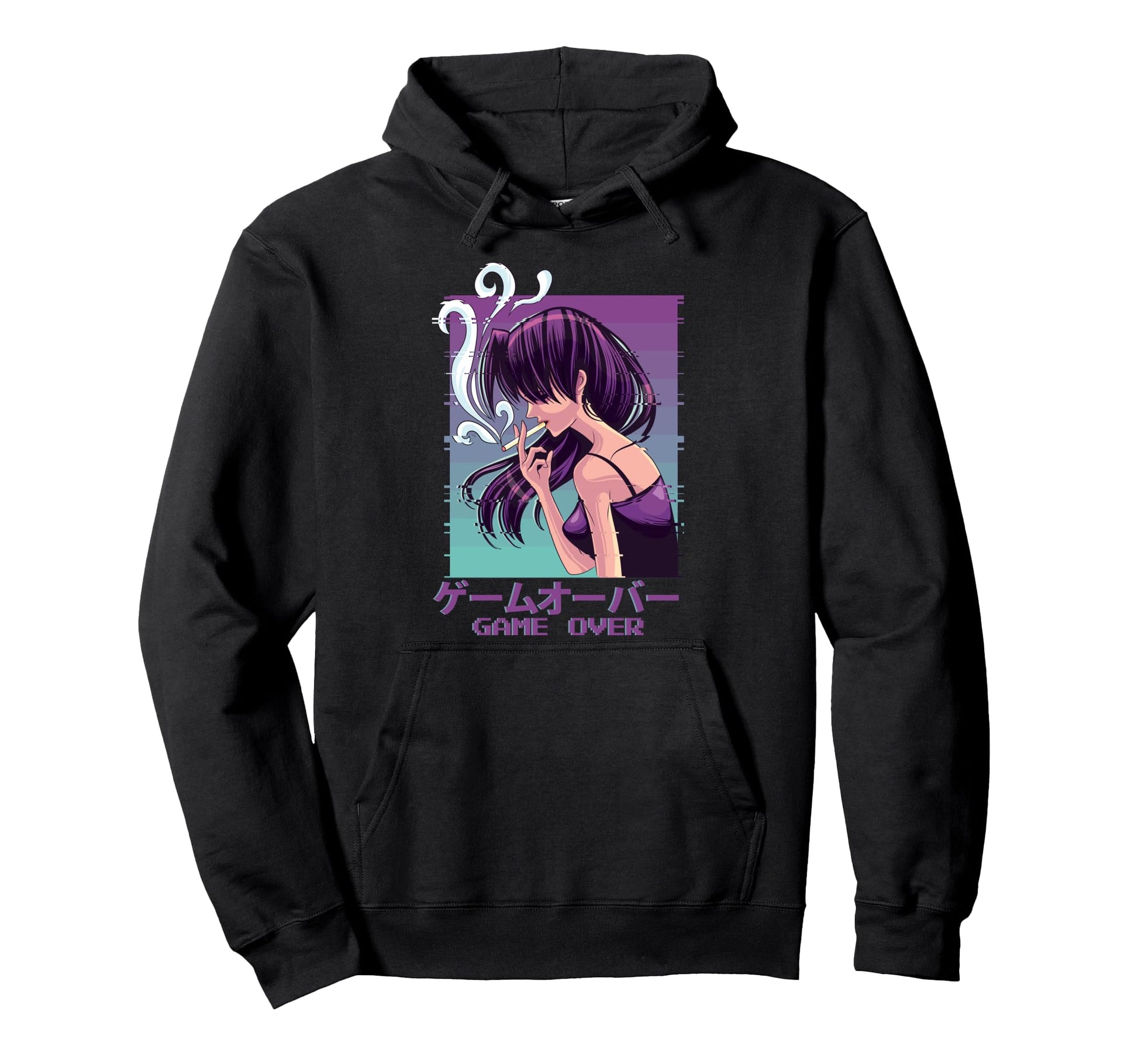 Japanese Vaporwave Sad Anime Game Over Hoodie - Unique Graphic Unisex - T-Shirt, Sweatshirt, Hoodie