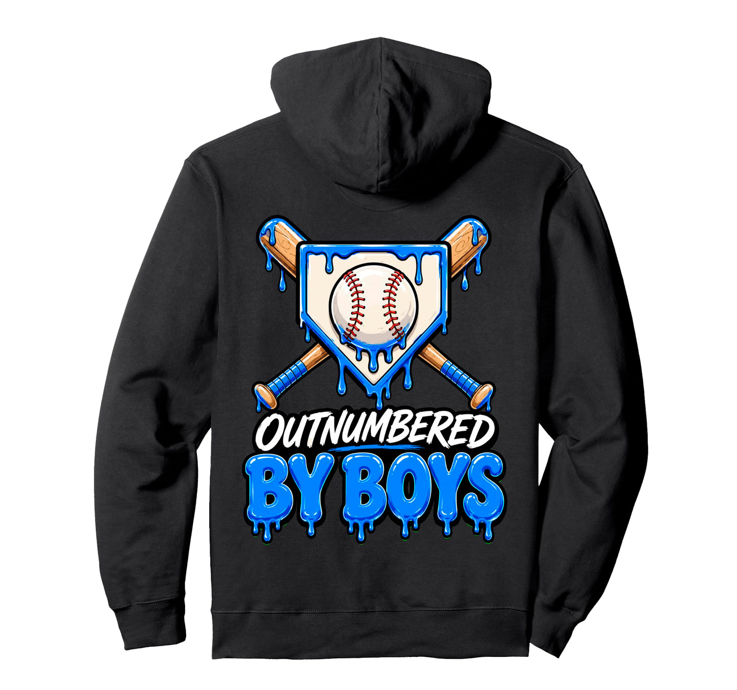 Funny Baseball Mom Outnumbered Drip Hoodie - Novelty Apparel for Adults - T-Shirt, Sweatshirt, Hoodie